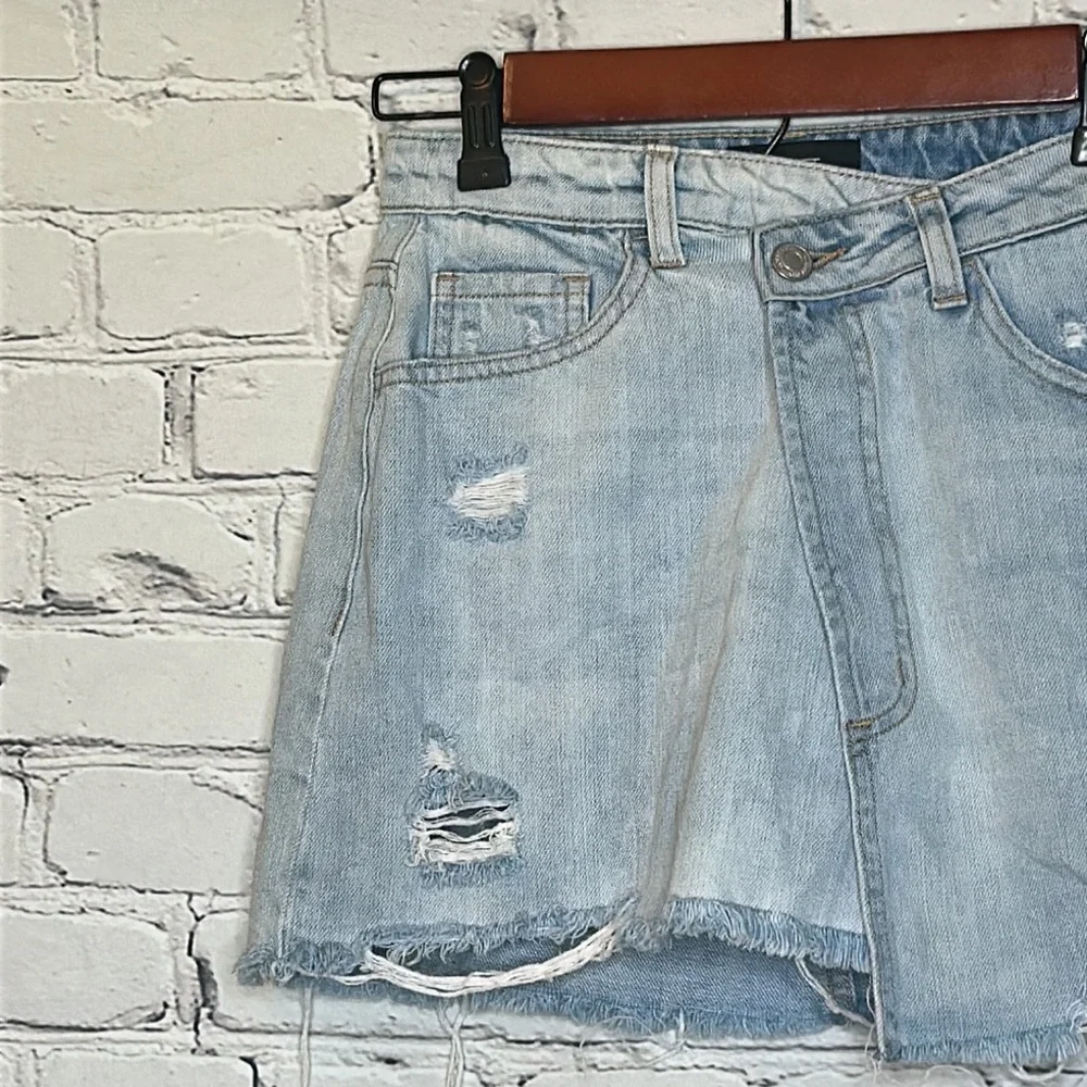 Vervet Distressed High Rise Blue Jean Denim Skirt Size X-Small